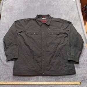 Simms Cordura Dockwear Fishing Jacket 2XL Gray Quilted Flannel Lined Snap Front